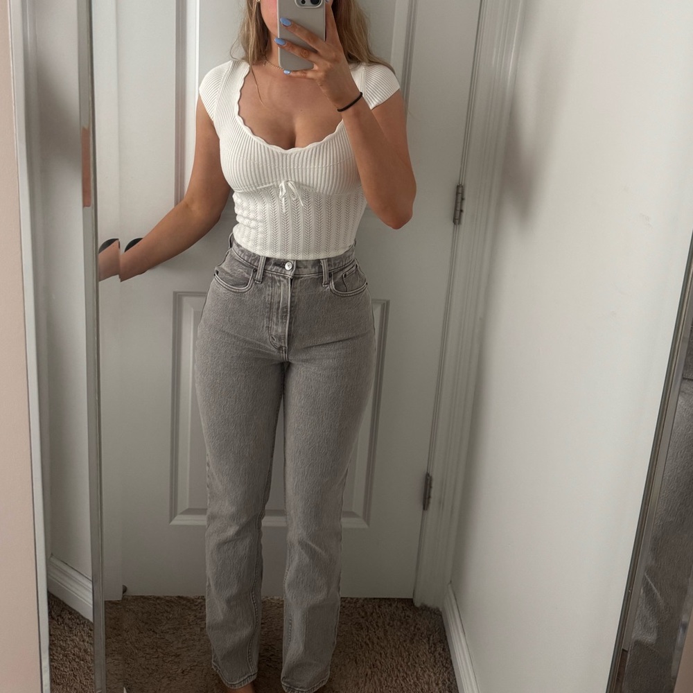 Abercrombie & Fitch Gray Straight Leg Jeans Fitted Ribbed Style